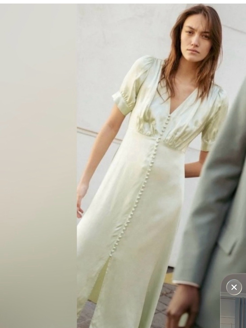 Coming soon….Kooples Light Green V-Neck Button-Front Maxi Dress